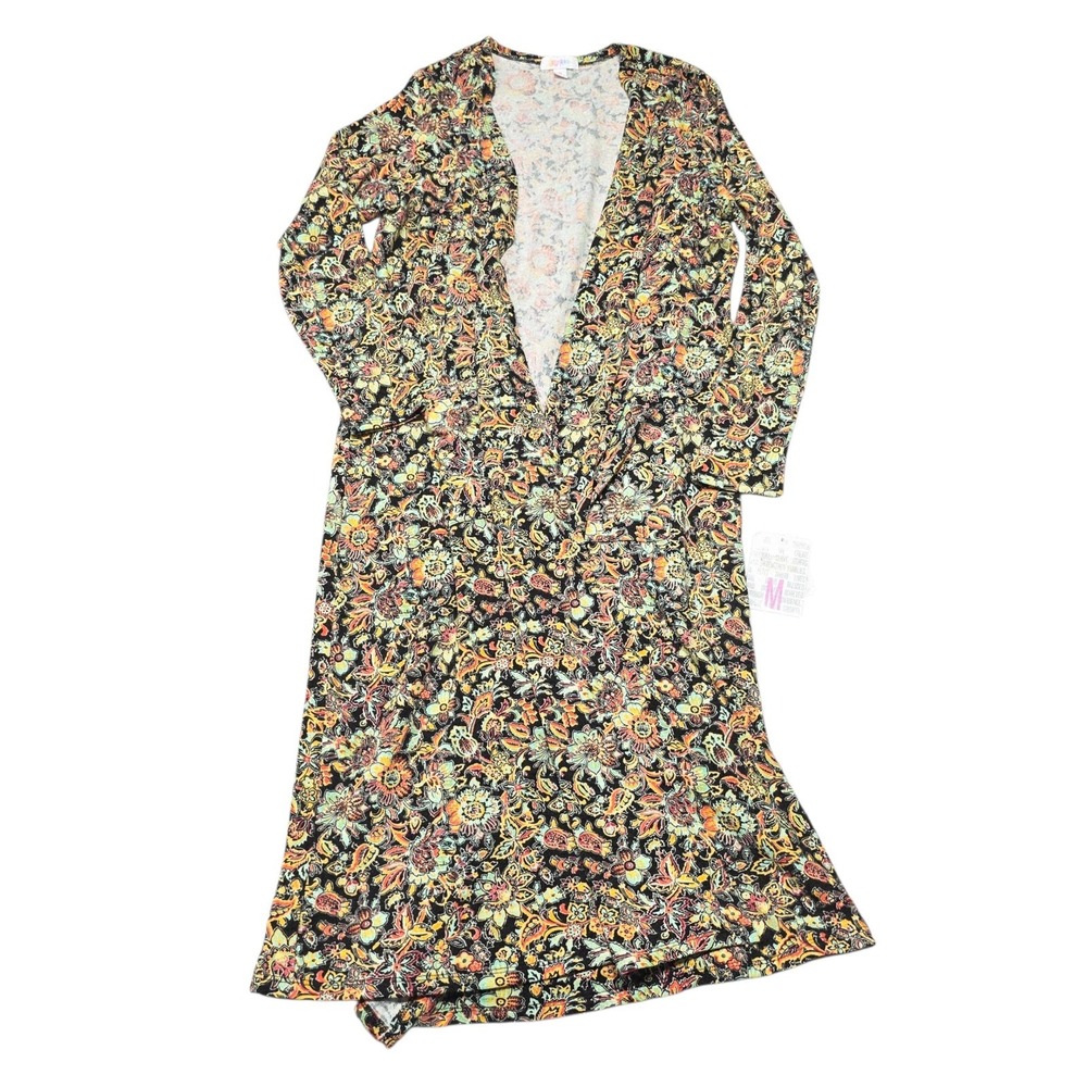 LuLaRoe Sarah Cardigan Women Medium Multicolor Floral Polyester Spandex Long‎